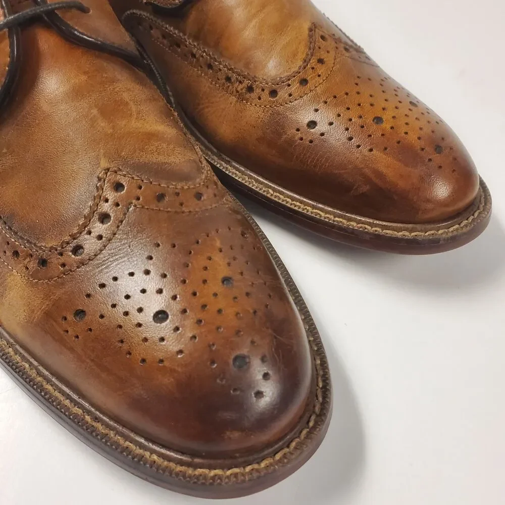 ASTON GREY Shoes EDOESSA Mens Size 9 Brown Leather Brogue Wingtip Oxford Casual